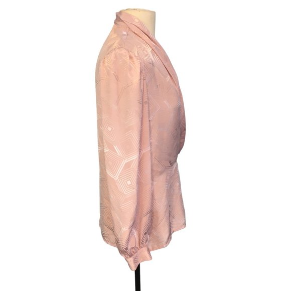 Evan Picone Vintage Pink Wrap Secretary Blouse, 80's, sz 12, 40 bust - Picture 3 of 7